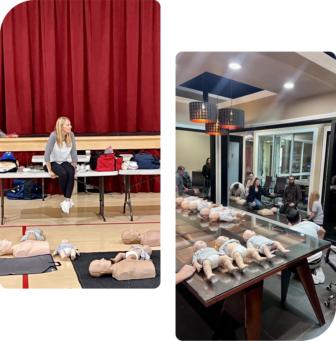 CPR training session with manikins